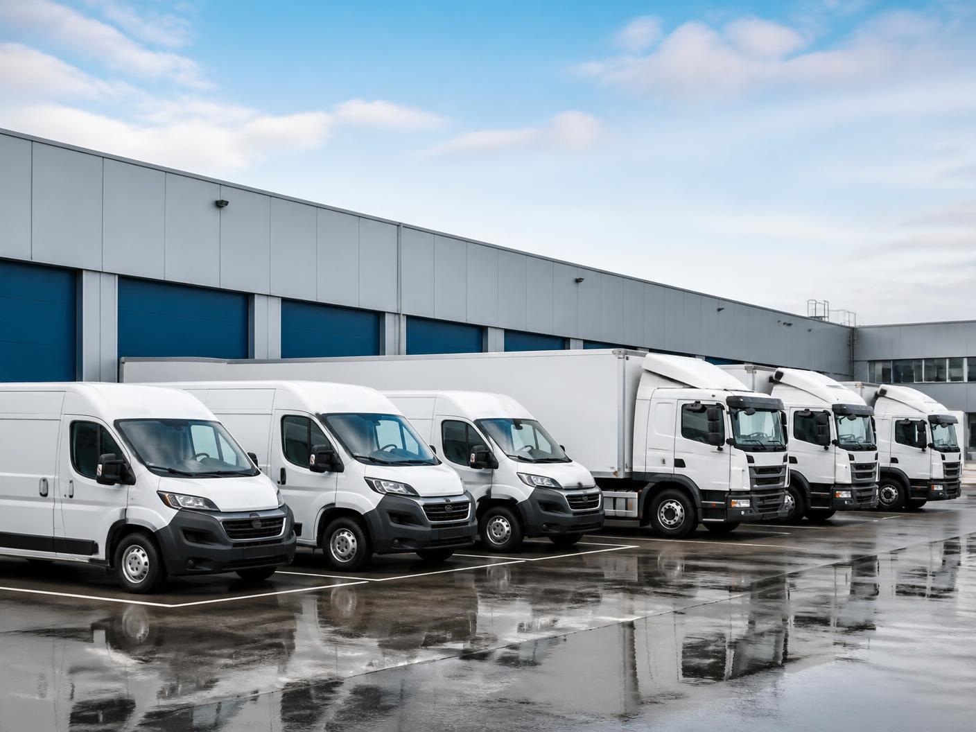 Flotte aus Transportern und Lastwagen